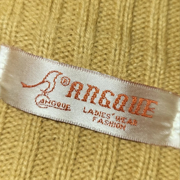 Angque Vintage Zip Sweater Jacket Rust Gold Brown‎ Braiding Fall Mockneck Hippie - Picture 6 of 7